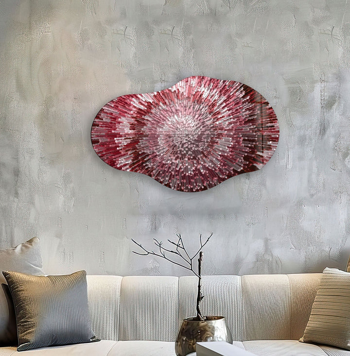 Unregelmäßige ovale rote Buntglas-Wandkunst