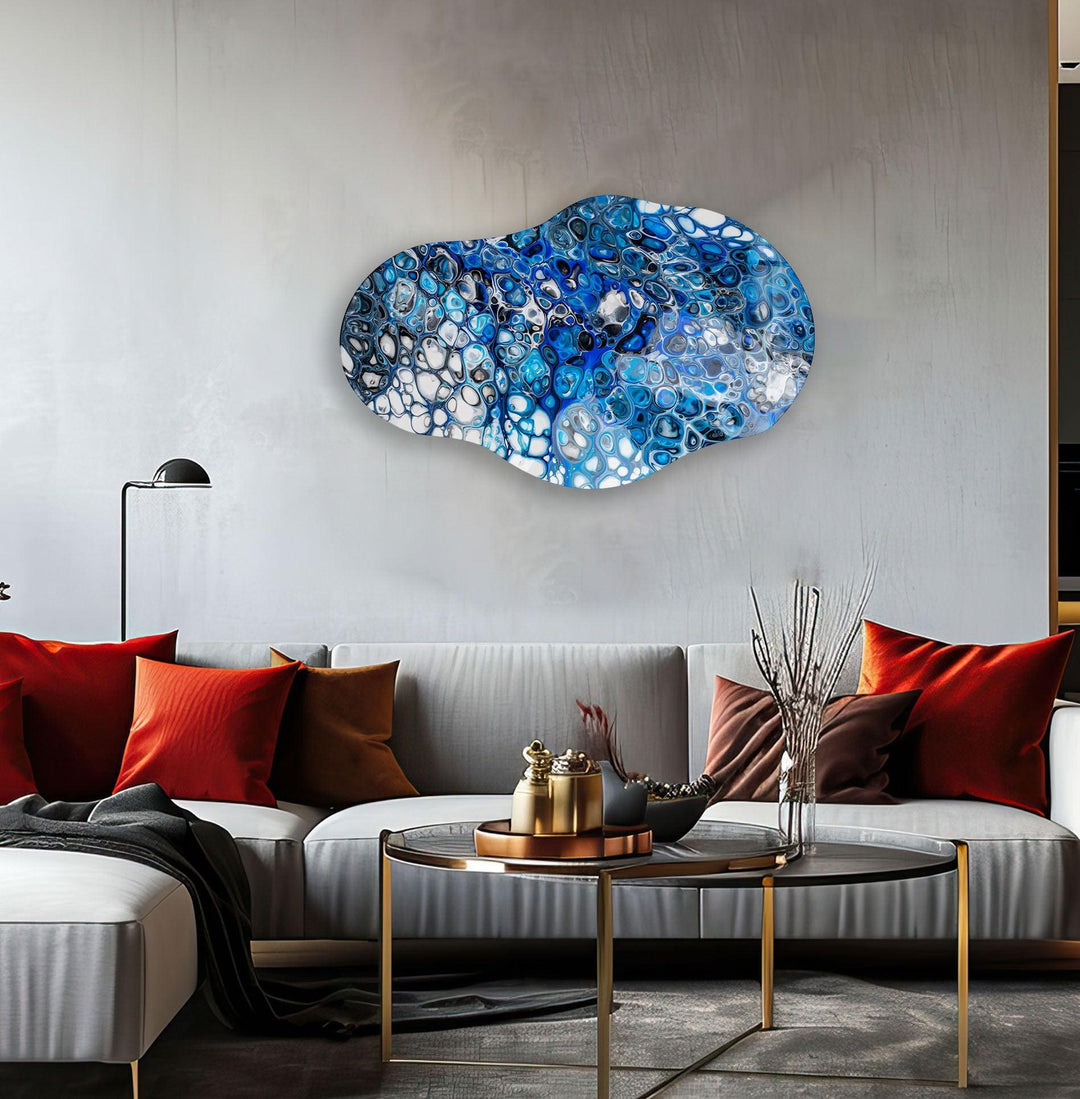 Blue Absracts Glass Wall Art custom glass photo prints, large glass prints
