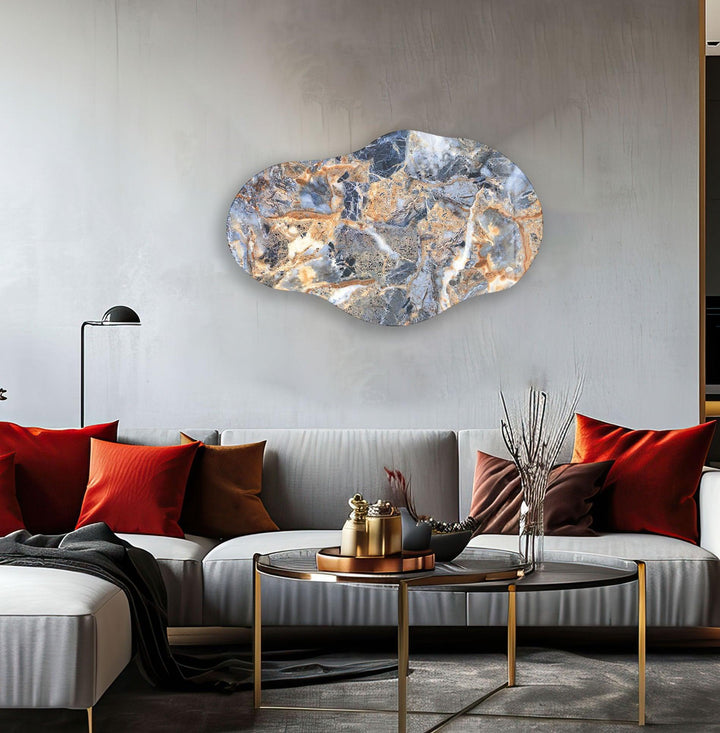 Gray With Gold Detail Glass Wall Art custom glass photo prints, large glass prints
