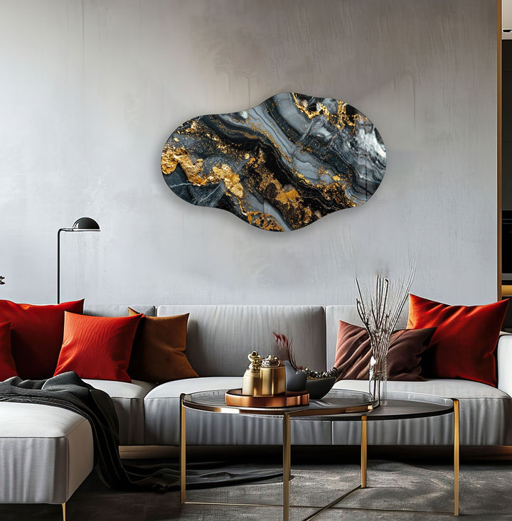 Gold Details Glass Wall Art glass art painting, glass art for the Wall
