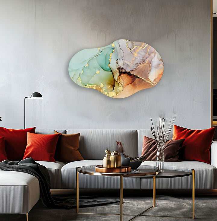 Colored With Gold Accents Stained Glass Wall Art glass art painting, glass art for the Wall
 