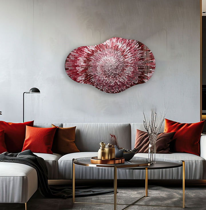 Unregelmäßige ovale rote Buntglas-Wandkunst