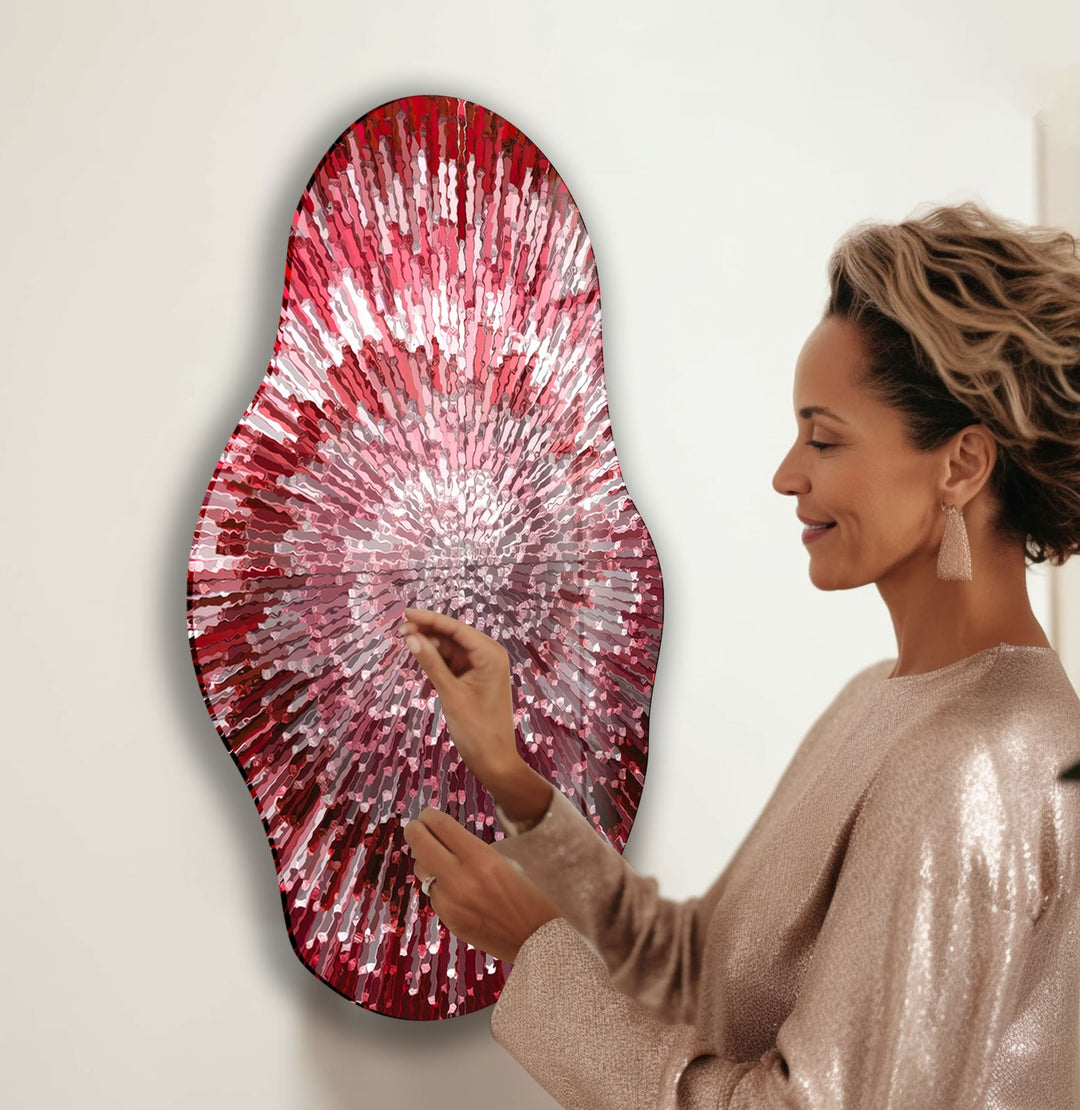Unregelmäßige ovale rote Buntglas-Wandkunst