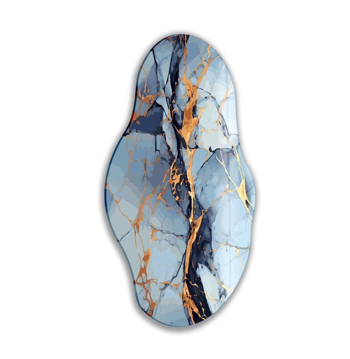 Gold Details Blue Glass Wall Art glass image printing, glass prints from photos