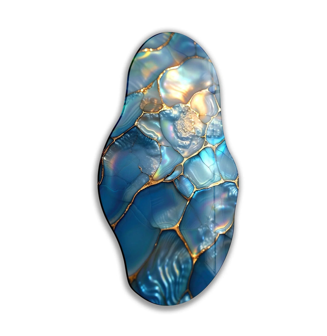 Irregular Abstract Turquoise Glass Wall Art glass photo prints, glass picture prints