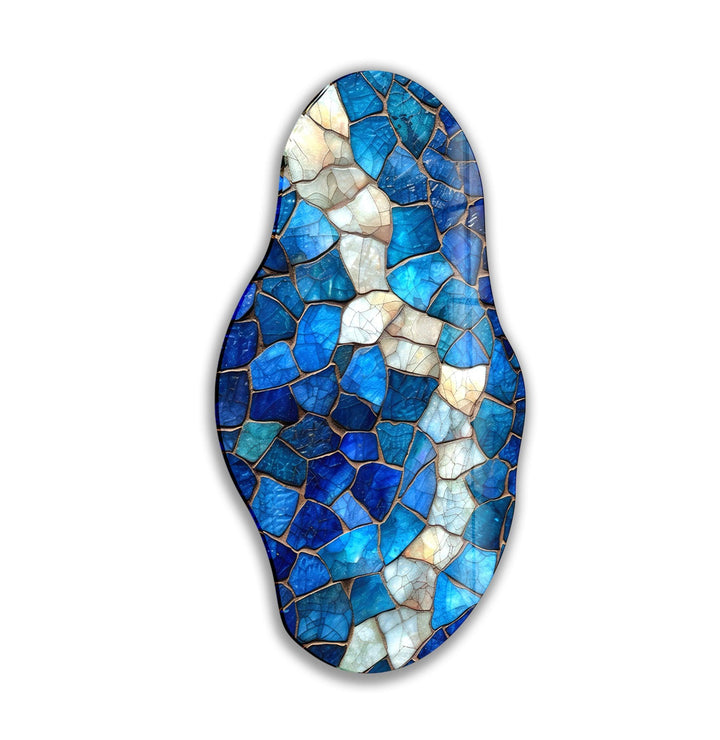 Irregular Oval Blue Stained Glass Wall Art art glass wall art, glass wall art pictures