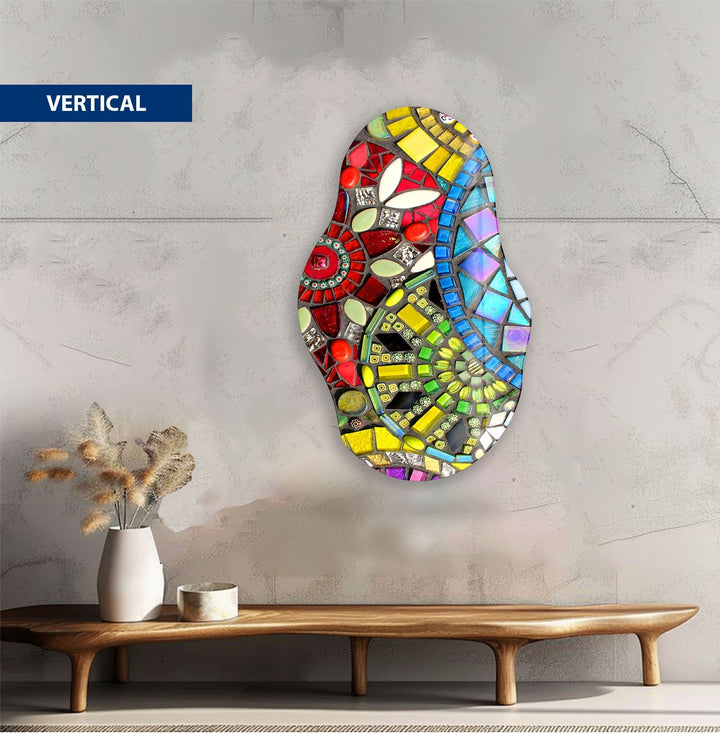 Irregular Oval Colored Stained Glass Wall Art Glass Printing Wall Art, Print photos on glass