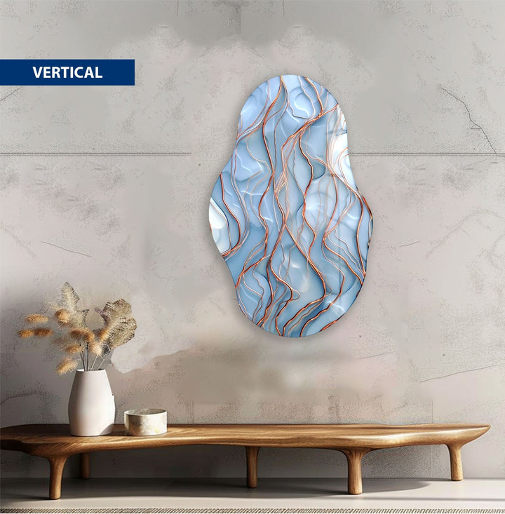 Gold Detail Blue Abstract Glass Wall Art glass photo prints, glass picture prints
 