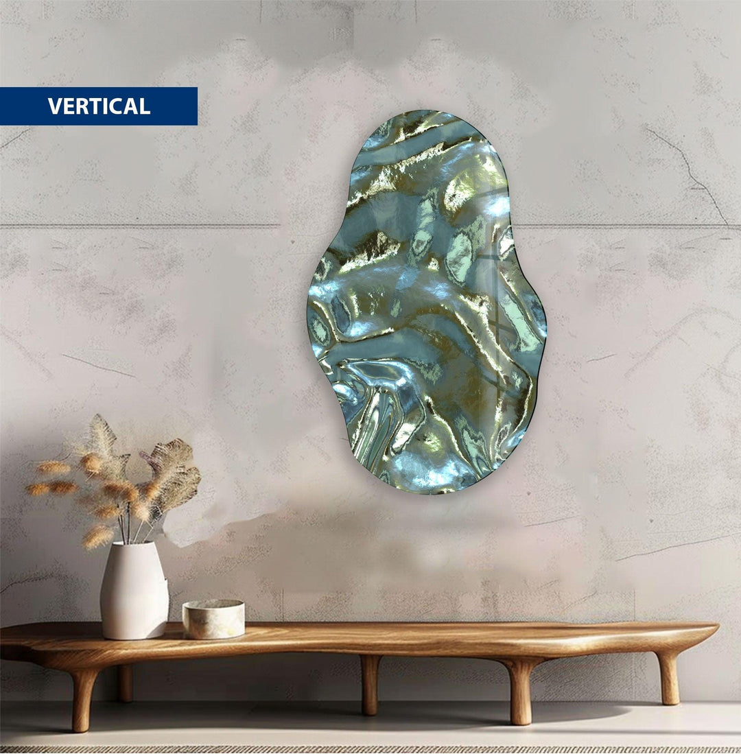 Modern Metalic Green Glass Wall Art glass pictures for Wall, glass prints wall art
