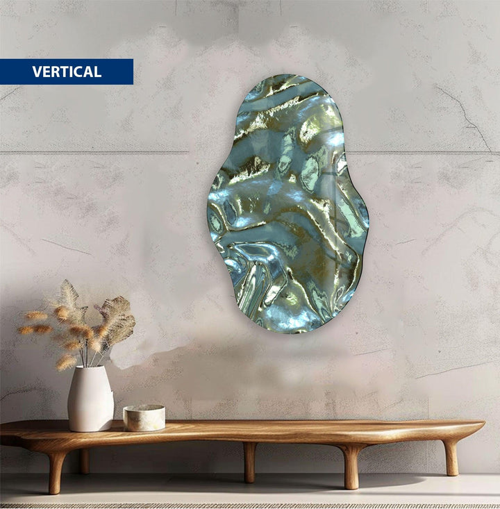 Modern Metalic Green Glass Wall Art glass pictures for Wall, glass prints wall art

