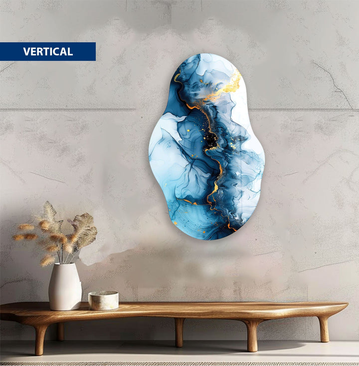 Blue Alcoholink Glass Wall Art large glass photo prints, glass wall photos
