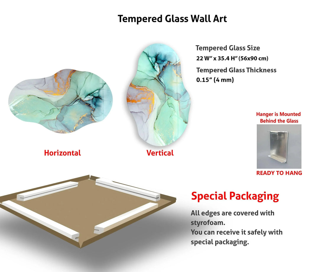 Irregular Oval Abstract Turquoise Glass Wall Art - MyPhotoStation