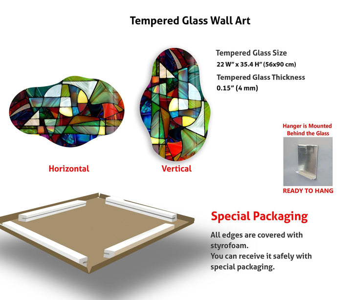 Farbenfrohe moderne Wanddekoration aus Buntglas