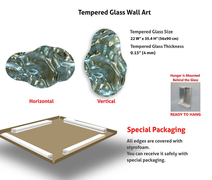 Modern Metalic Green Glass Wall Art