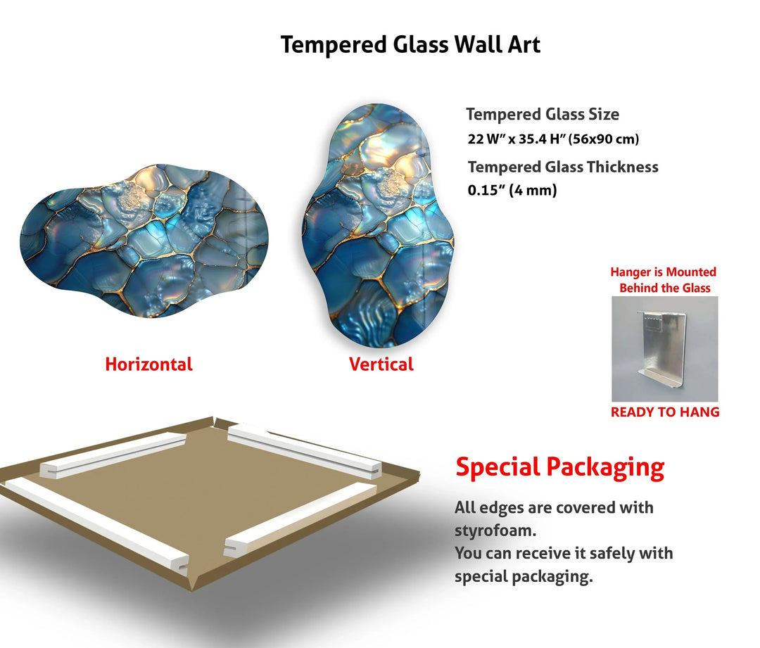 Irregular Abstract Turquoise Glass Wall Art - MyPhotoStation