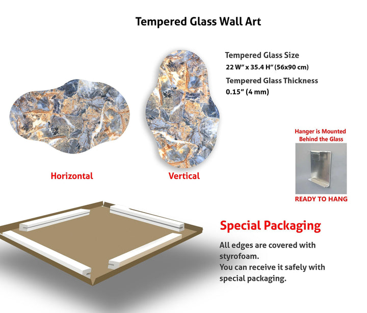 Gray With Gold Detail Glass Wall Art