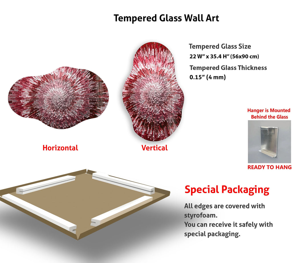 Unregelmäßige ovale rote Buntglas-Wandkunst