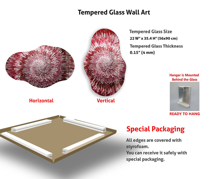 Unregelmäßige ovale rote Buntglas-Wandkunst