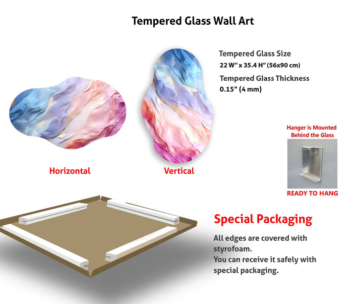 Bunte Aquarell-Wandkunst aus Glas