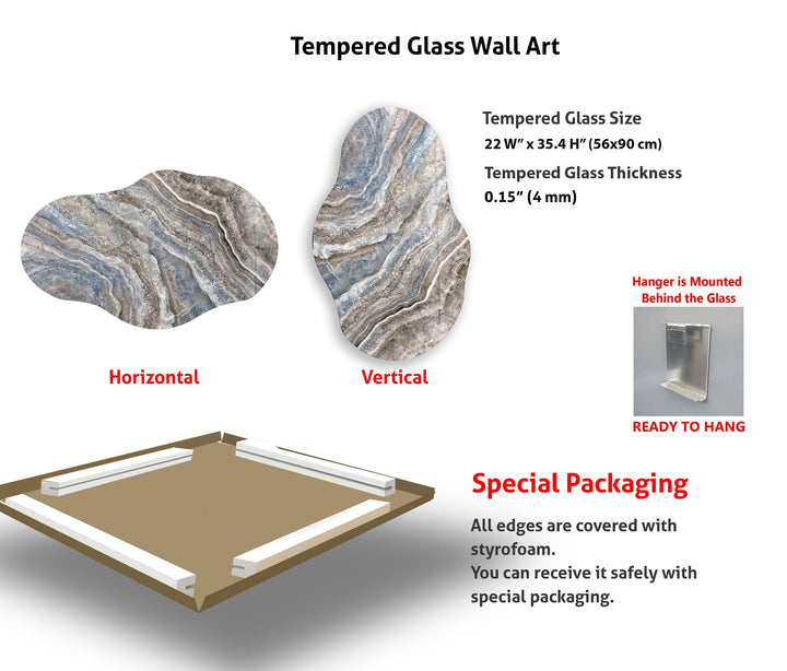 Modern Gray And Blue Marble Glass Wall Art