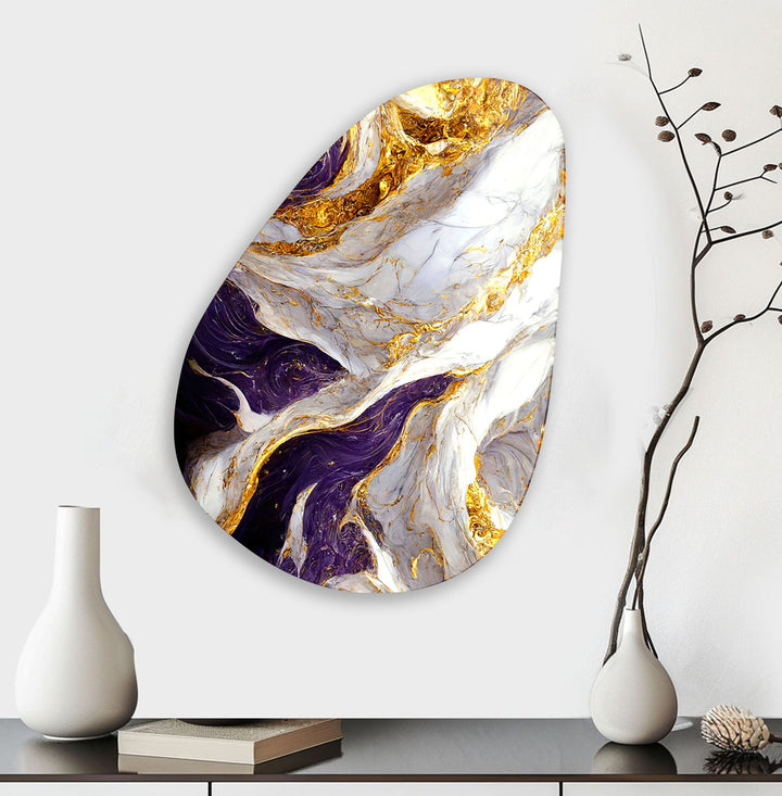 Marble Purple & Gold Glass Wall Art, glass photo prints, glass picture prints
