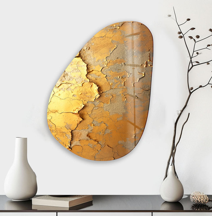 Gold Accent Abstract Glass Wall Art, glass photo prints, glass picture prints
