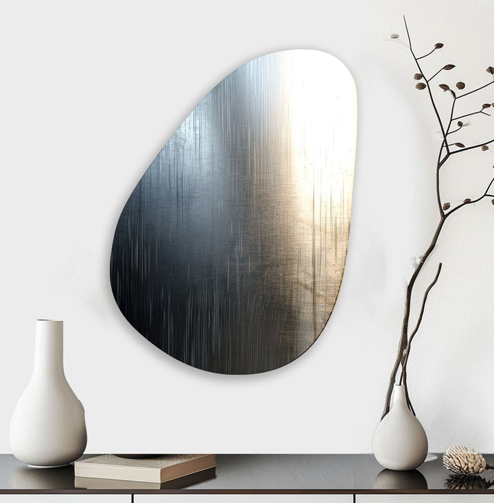 Metallic Gray Abstract Glass Wall Art, large glass photo prints, glass wall photos
