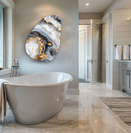 Gold Accent Marble Glass Wall Art, print on glass, glass printed photos
