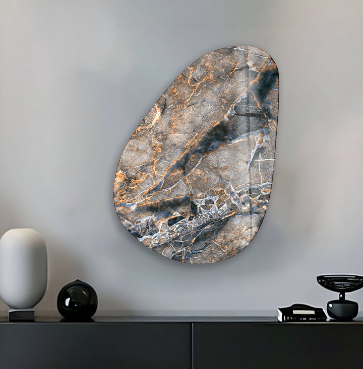 Elegant Beige Marble Glass Wall Art, glass pictures for Wall, glass prints wall art
