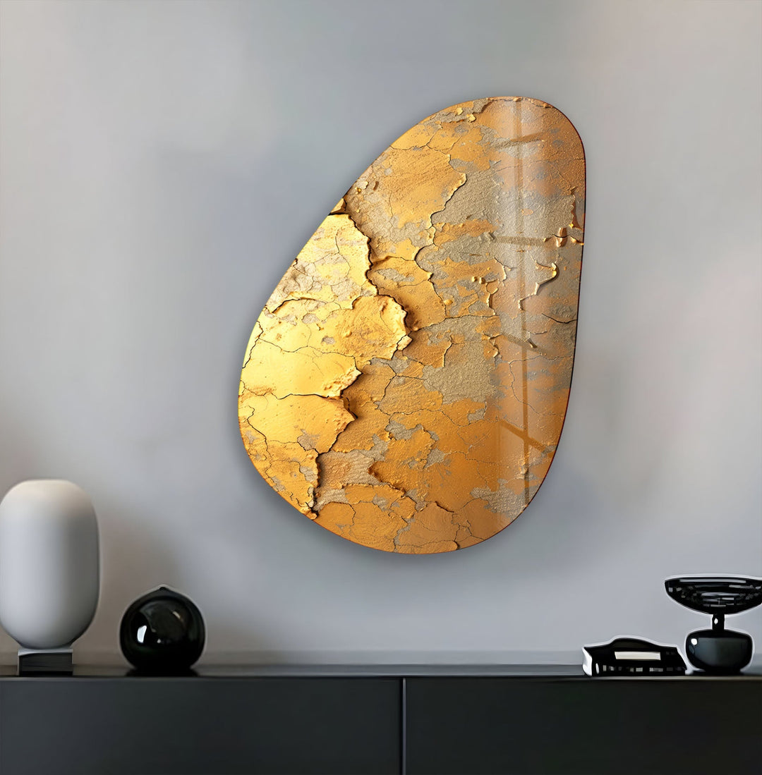 Gold Accent Abstract Glass Wall Art, glass pictures for Wall, glass prints wall art
