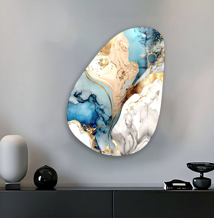 Blue Watercolor Abstract Glass Wall Art, glass photo prints, glass picture prints
