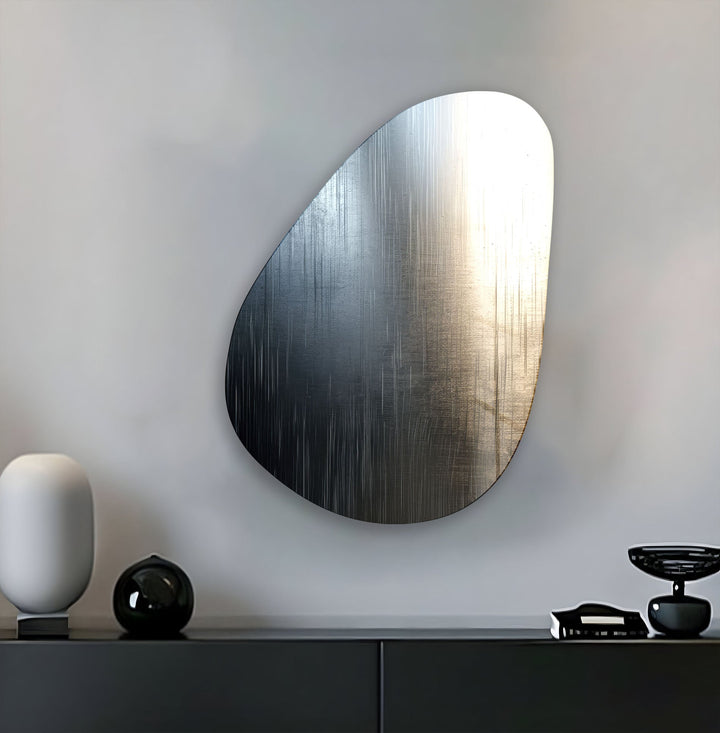 Metallic Gray Abstract Glass Wall Art, glass pictures for Wall, glass prints wall art

