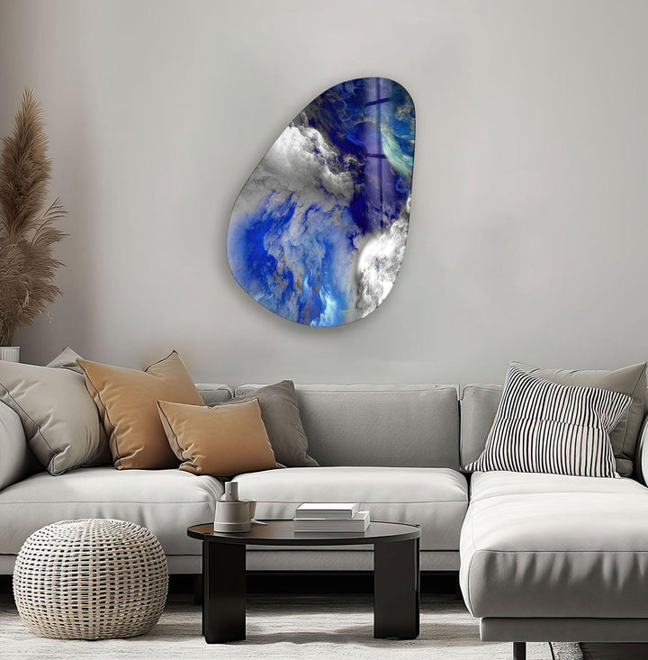 Gray & Blue Abstract Glass Wall Art, glass image printing, glass prints from photos

