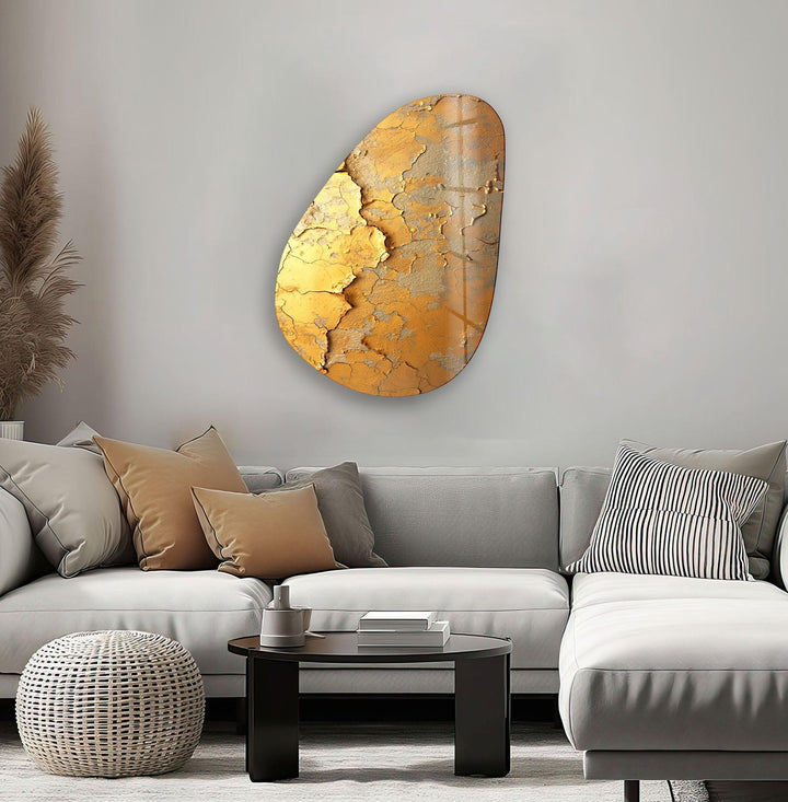 Gold Accent Abstract Glass Wall Art, Glass Printing Wall Art, Print photos on glass