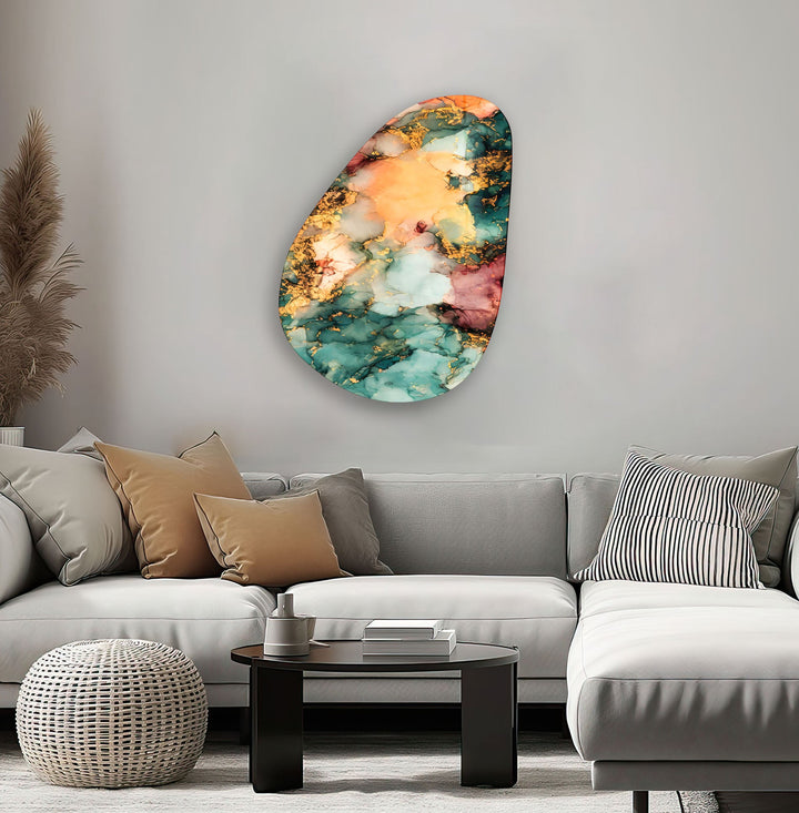 Yellow Watercolor Abstract Glass Wall Art, Glass Printing Wall Art, Print photos on glass
