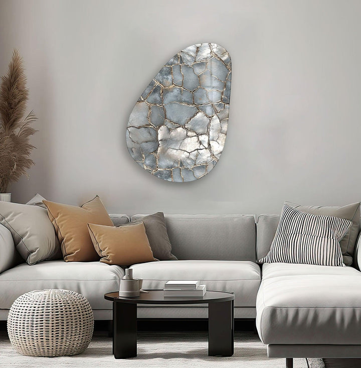 Modern Silver Abstract Glass Wall Art, Glass Printing Wall Art, Print photos on glass

