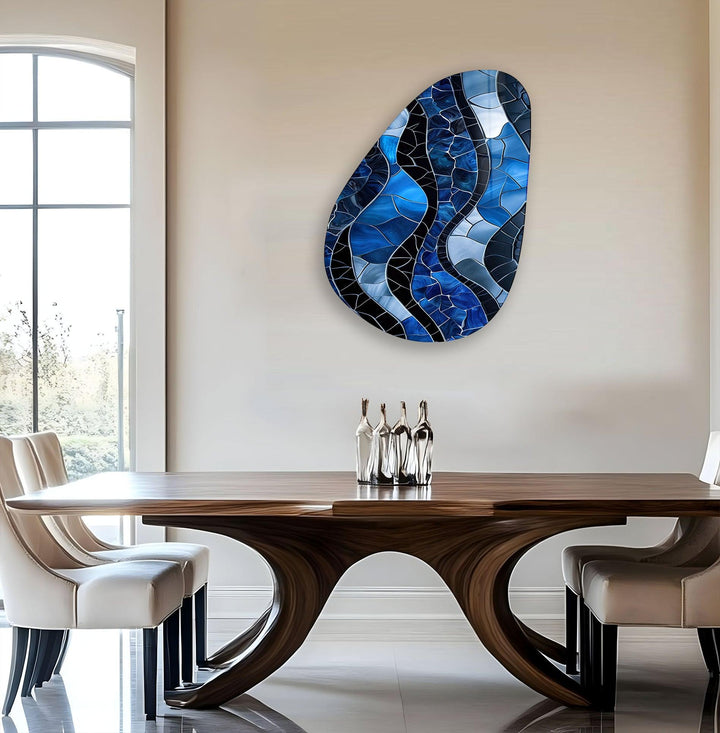 Stained Blue Abstract Glass Wall Art, art glass wall art, glass wall art pictures
