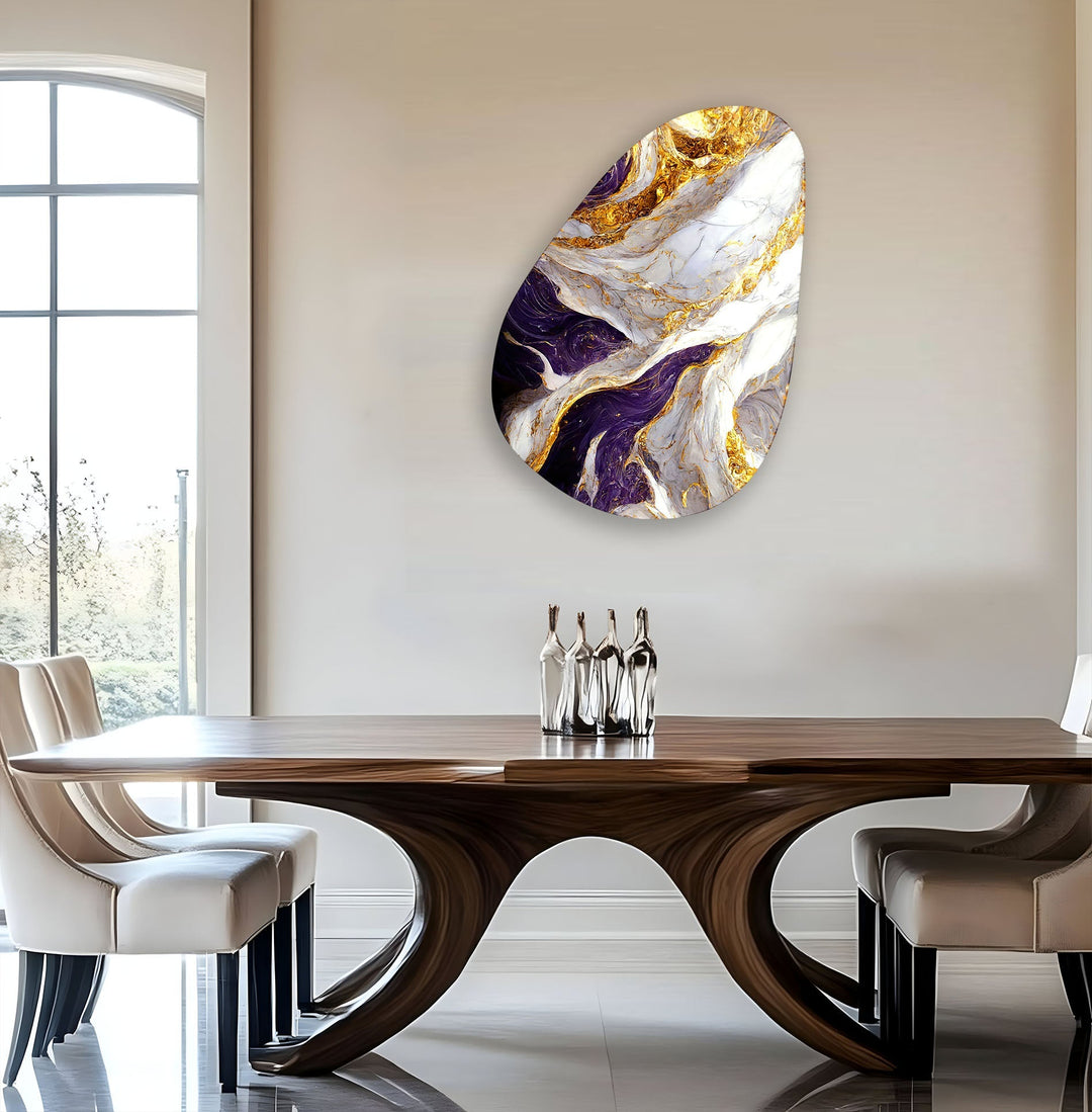 Marble Purple & Gold Glass Wall Art, art glass wall art, glass wall art pictures
