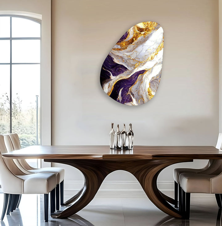 Marble Purple & Gold Glass Wall Art, art glass wall art, glass wall art pictures
