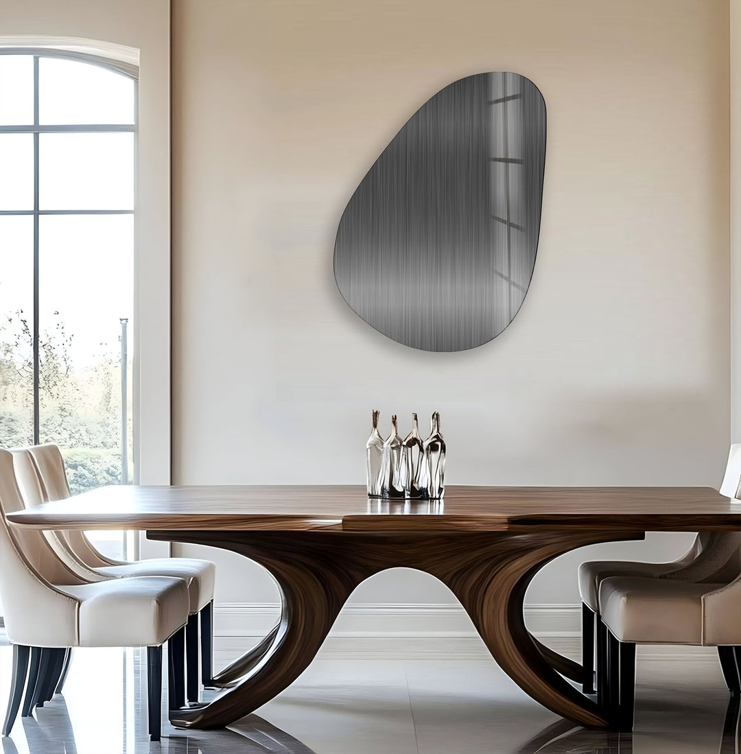 Gray Metal Panel Abstract Glass Wall Art, Glass Printing Wall Art, Print photos on glass
