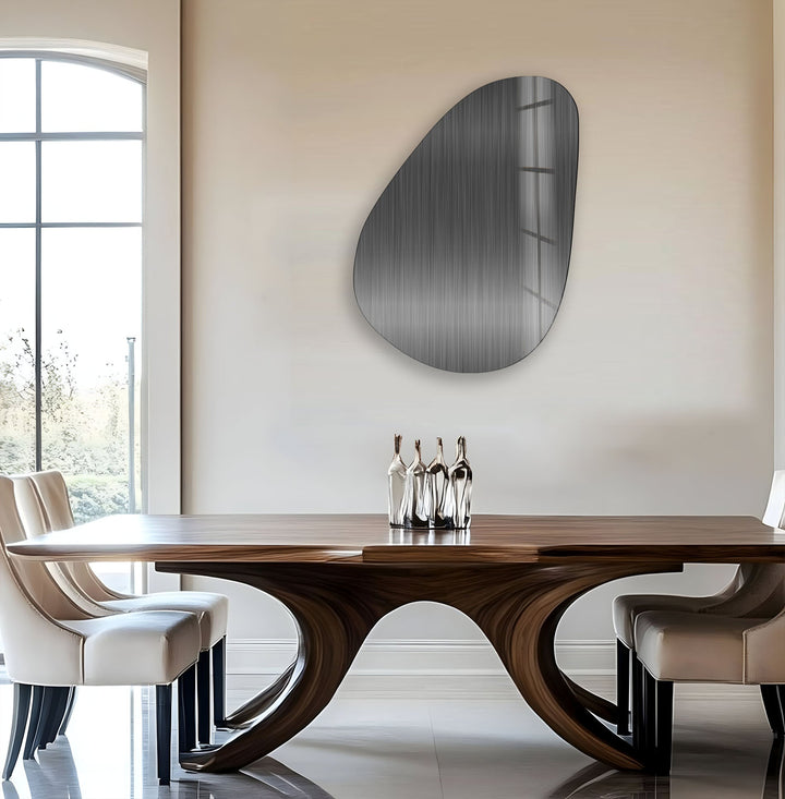 Gray Metal Panel Abstract Glass Wall Art, Glass Printing Wall Art, Print photos on glass
