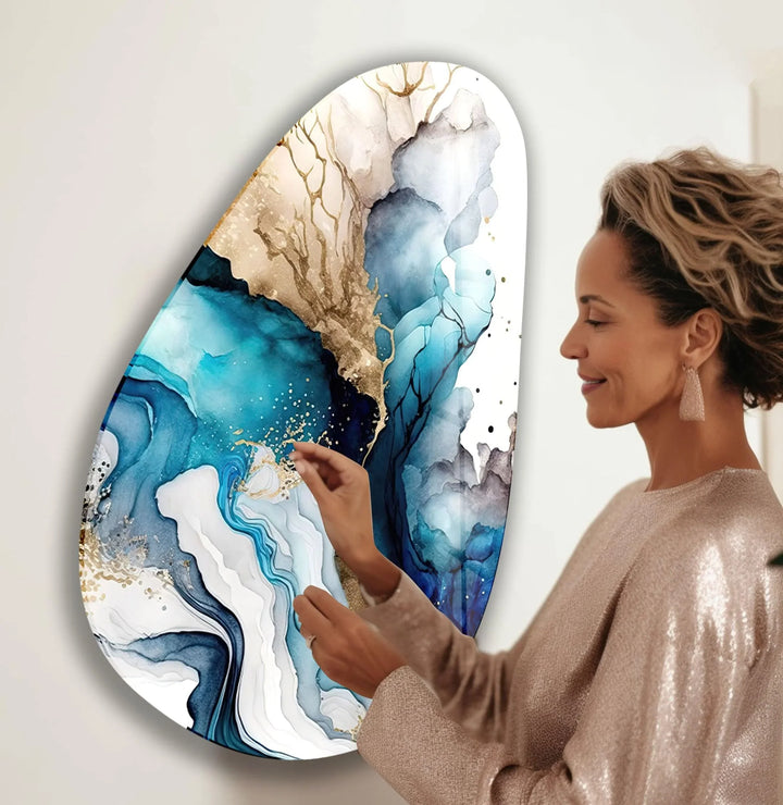 Unique Blue Abstract Glass Wall Art, glass wall decor, glass wall art decor
