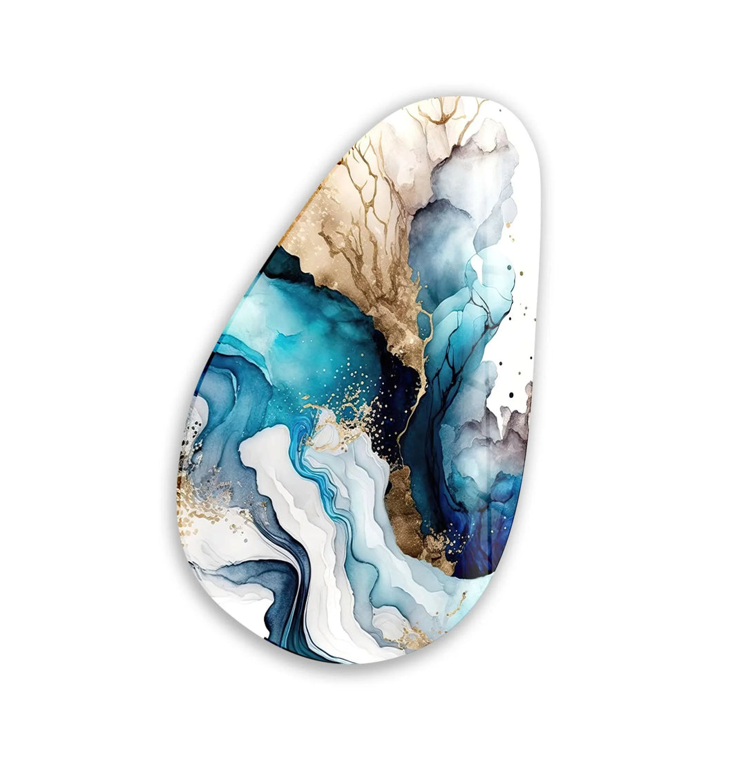 Unique Blue Abstract Glass Wall Art, glass pictures for Wall, glass prints wall art
