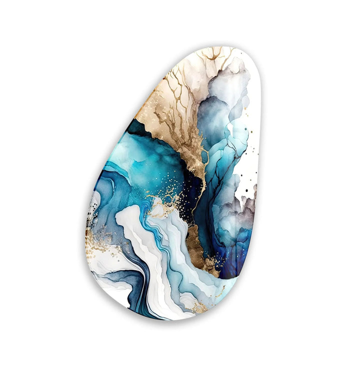 Unique Blue Abstract Glass Wall Art, glass pictures for Wall, glass prints wall art
