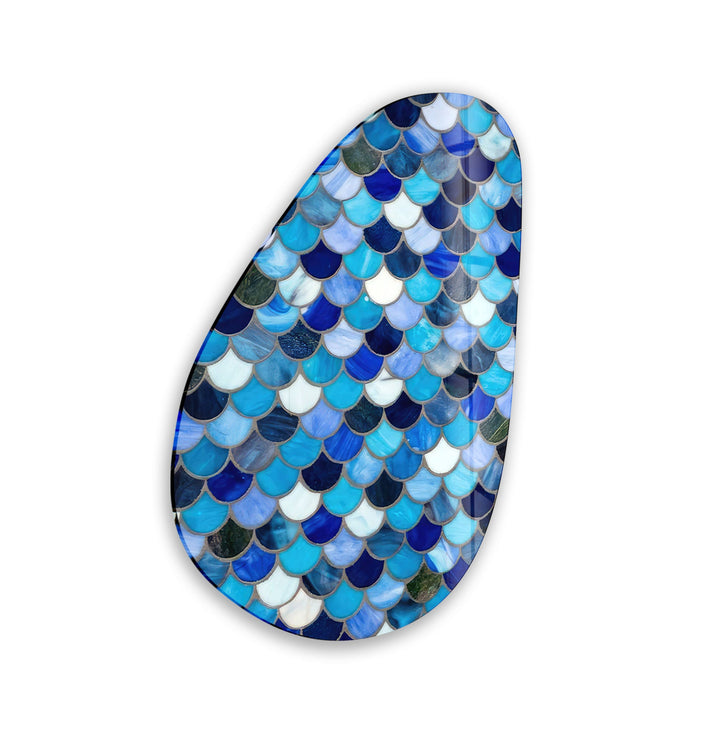 Blue Stained Modern Glass Wall Art, photo print on glass, prints on glass wall art

