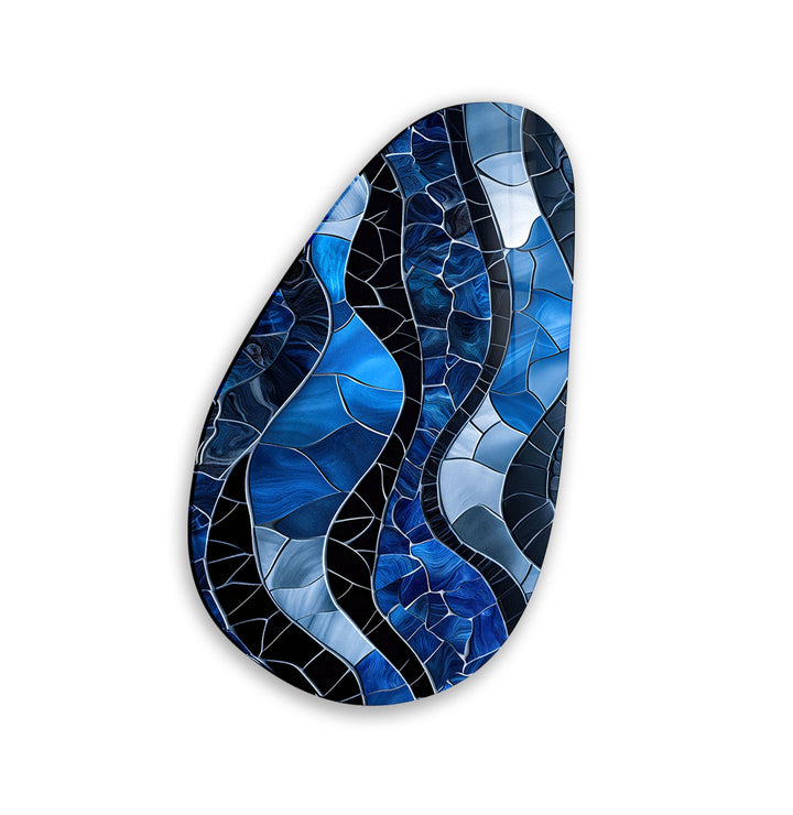 Stained Blue Abstract Glass Wall Art, glass image printing, glass prints from photos
