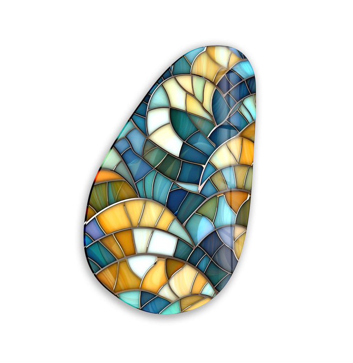 Modern Green Mosaic Glass Wall Art, glass image printing, glass prints from photos

