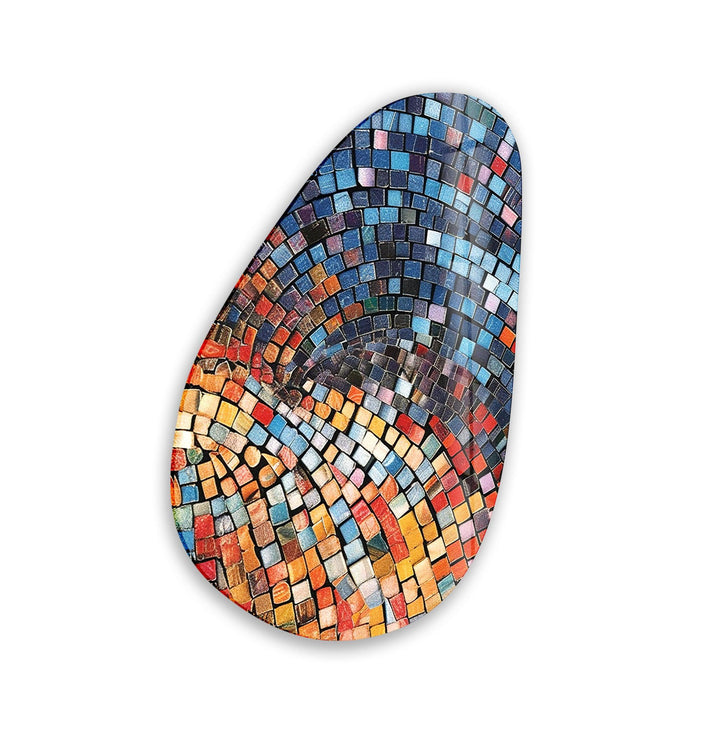 Modern Blue Mosic Tiles Glass Wall Art, Glass Printing Wall Art, Print photos on glass
