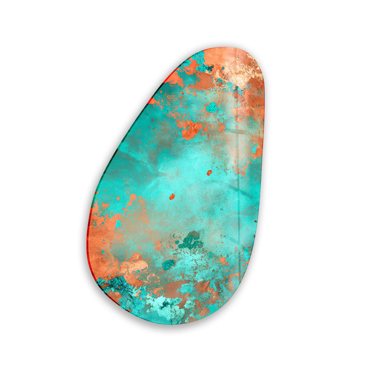 Turquoise Accent Abstract Glass Wall Art, glass photo prints, glass picture prints
