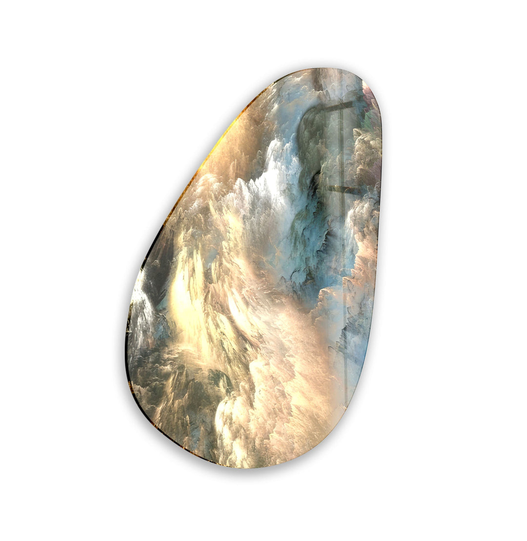 Pastel Yellow & Blue Abstract Glass Wall Art, glass photo prints, glass picture prints
